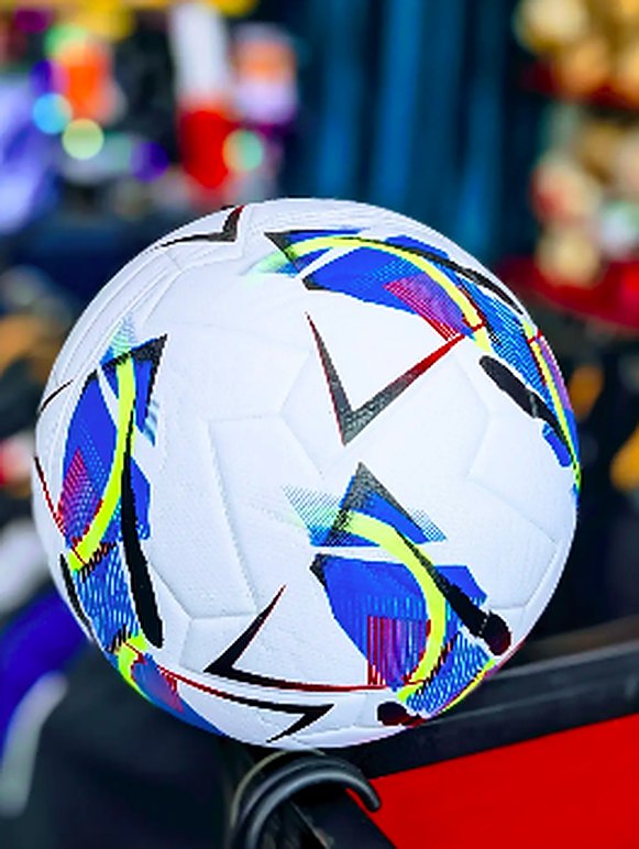 Blue, black and white match football