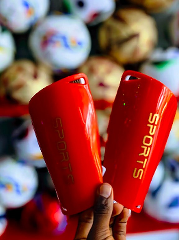 Red shin guards